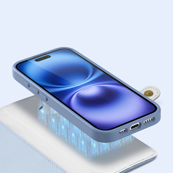Dux Ducis Lawa iPhone 16 Leather Case with Detachable Magnetic Wallet - Blue - Cell phone cases and covers<<<HurtelXML