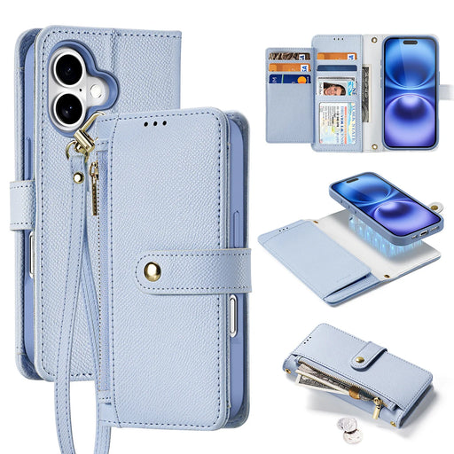 Dux Ducis Lawa iPhone 16 Leather Case with Detachable Magnetic Wallet - Blue - Cell phone cases and covers<<<HurtelXML
