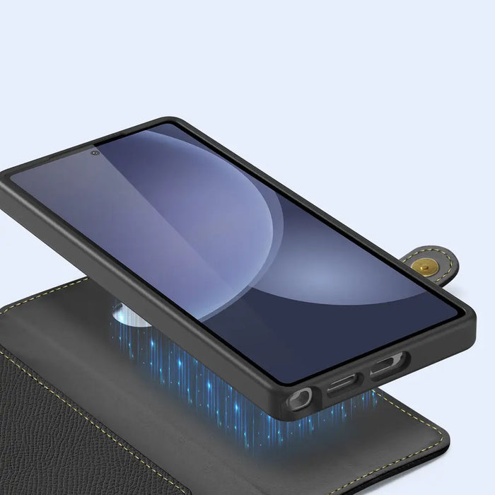 Dux Ducis Lawa Leather Case for Samsung Galaxy S25 Ultra with Detachable Magnetic Wallet - Black - Cell phone cases