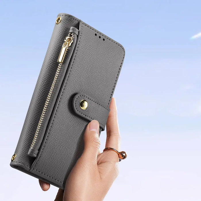 Dux Ducis Lawa Leather Case for Samsung Galaxy S25 Ultra with Detachable Magnetic Wallet - Gray - Cell phone cases