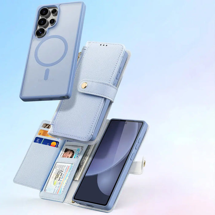 Dux Ducis Lawa Leather Case for Samsung Galaxy S25 Ultra with Detachable Magnetic Wallet - Blue - Cell phone cases