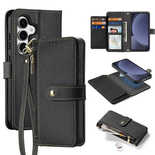 Dux Ducis Lawa Leather Case for Samsung Galaxy S25 with Detachable Magnetic Wallet - Black - Cell phone cases