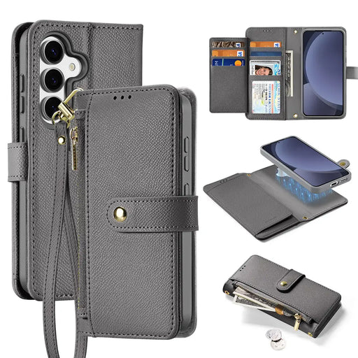 Dux Ducis Lawa Leather Case for Samsung Galaxy S25 with Detachable Magnetic Wallet - Gray - Cell phone cases