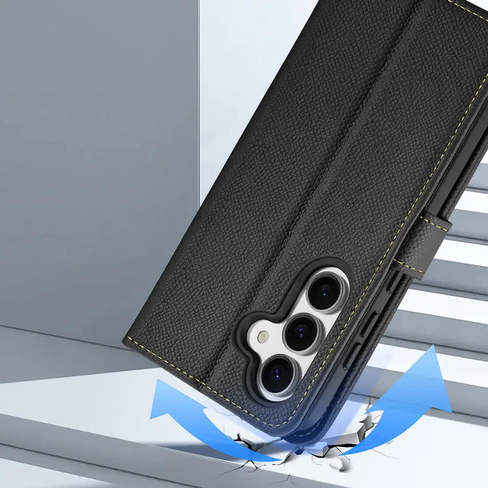 Dux Ducis Lawa Leather Case for Samsung Galaxy S25 with Detachable Magnetic Wallet - Black - Cell phone cases