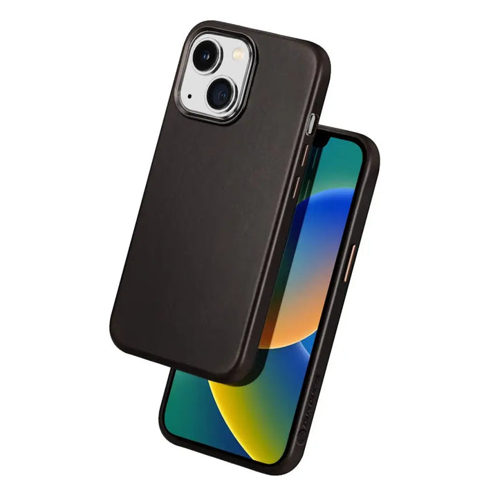 Dux Ducis Naples Case for iPhone 14 Leather Cover (MagSafe Compatible) Dark Brown - Cell phone cases
