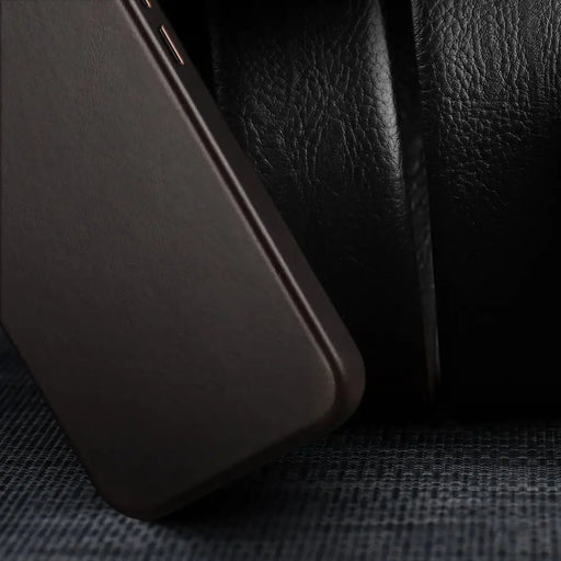 Dux Ducis Naples Case for iPhone 14 Leather Cover (MagSafe Compatible) Dark Brown - Cell phone cases