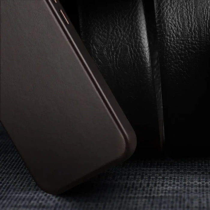 Dux Ducis Naples Case for iPhone 14 Leather Cover (MagSafe Compatible) Dark Brown - Cell phone cases