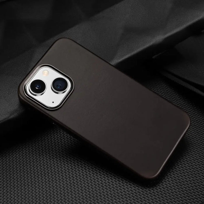 Dux Ducis Naples Case for iPhone 14 Leather Cover (MagSafe Compatible) Dark Brown - Cell phone cases