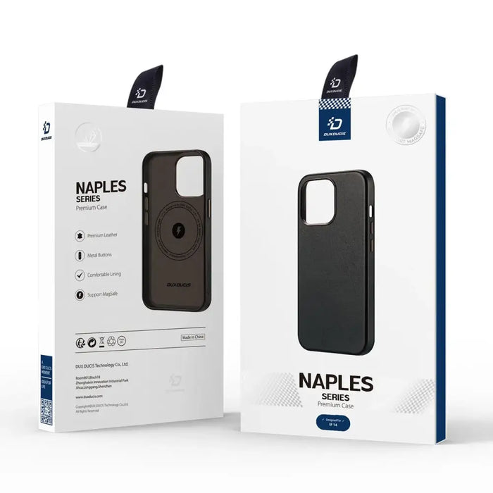 Dux Ducis Naples Case for iPhone 14 Leather Cover (MagSafe Compatible) Dark Brown - Cell phone cases