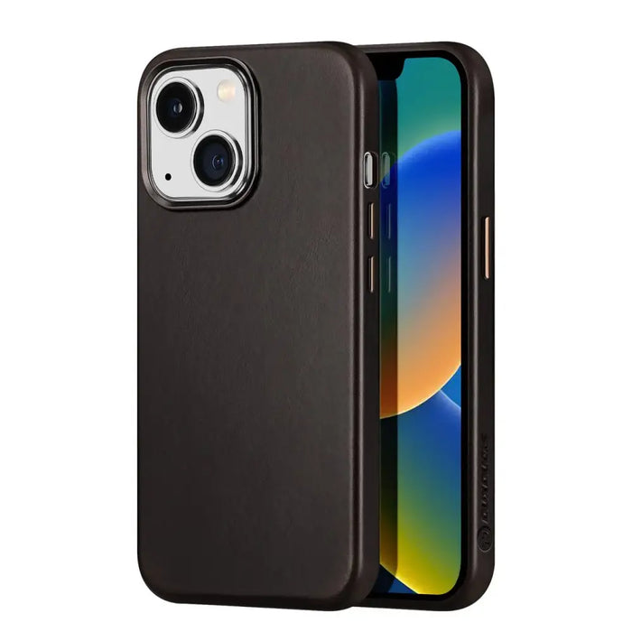 Dux Ducis Naples Case for iPhone 14 Leather Cover (MagSafe Compatible) Dark Brown - Cell phone cases