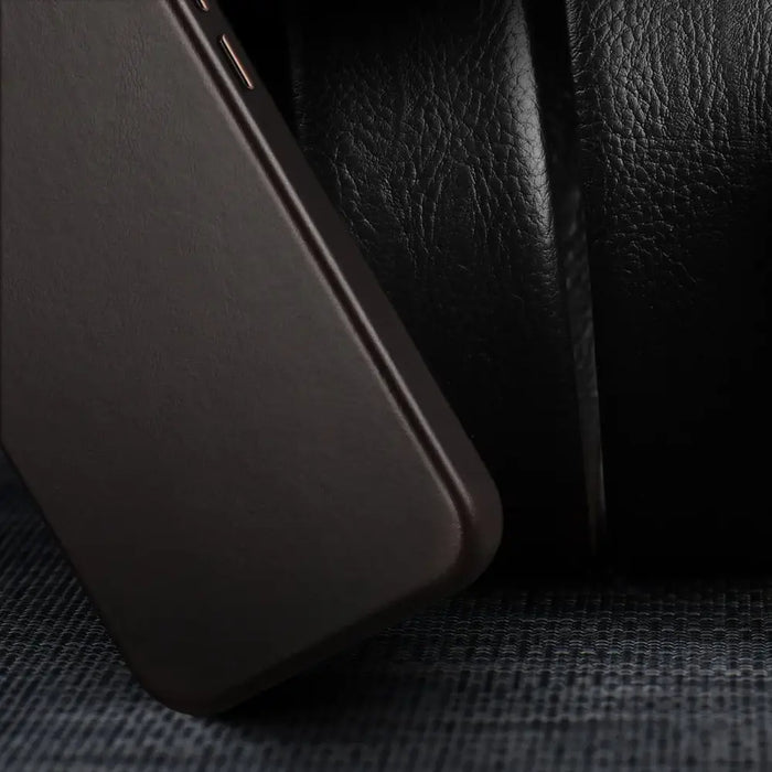 Dux Ducis Naples Case for iPhone 14 Pro Leather Cover (MagSafe Compatible) Dark Brown - Cell phone cases