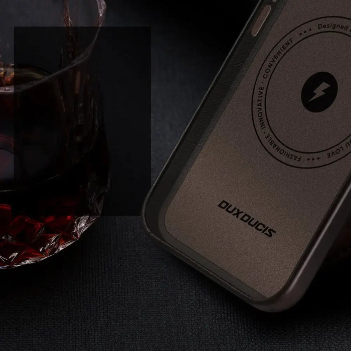 Dux Ducis Naples Case for iPhone 14 Pro Leather Cover (MagSafe Compatible) Dark Brown - Cell phone cases