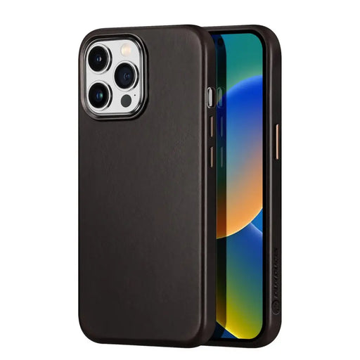 Dux Ducis Naples Case for iPhone 14 Pro Max Leather Cover (MagSafe Compatible) Dark Brown - Cell phone cases