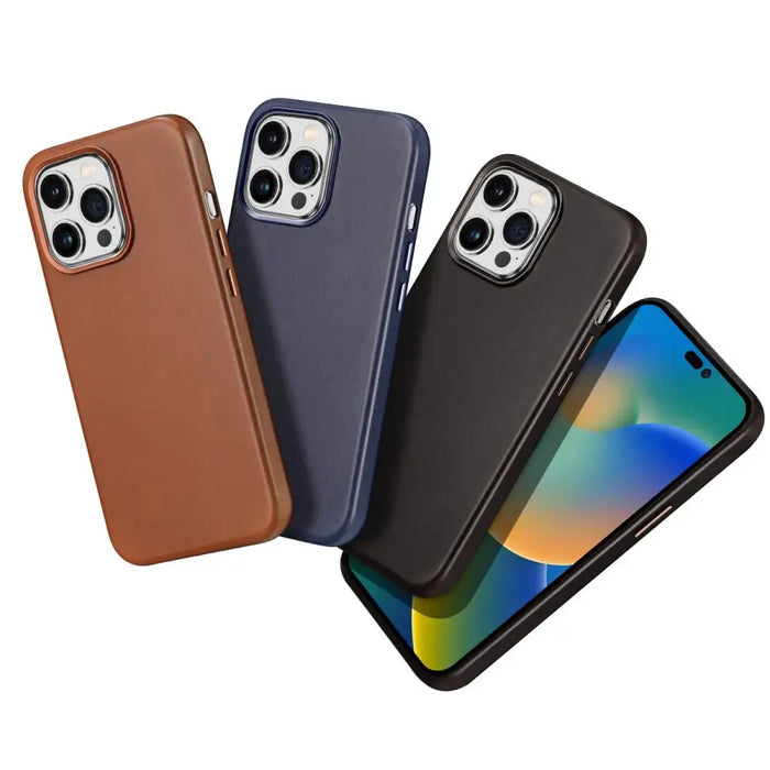Dux Ducis Naples Case for iPhone 14 Pro Max Leather Cover (MagSafe Compatible) Dark Brown - Cell phone cases
