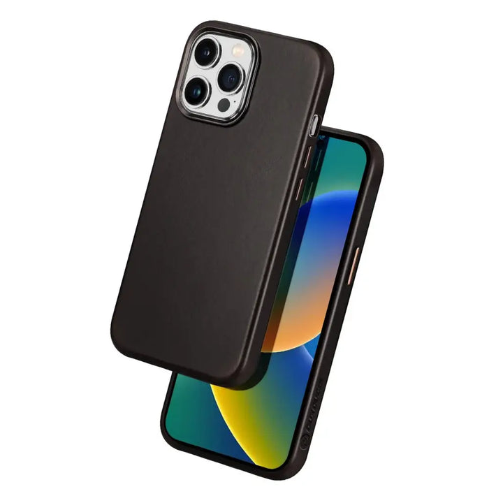 Dux Ducis Naples Case for iPhone 14 Pro Max Leather Cover (MagSafe Compatible) Dark Brown - Cell phone cases
