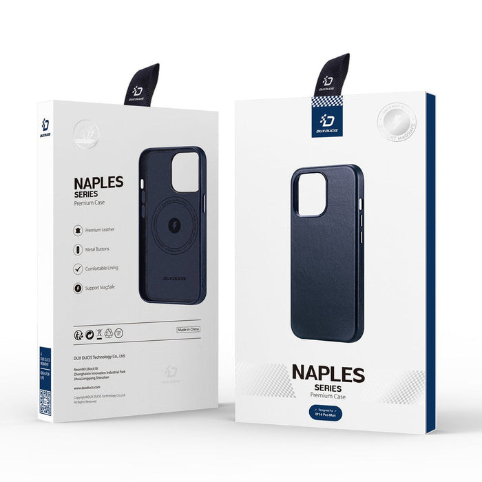 Dux Ducis Naples case iPhone 14 Pro Max magnetic leather case MagSafe blue - Cell phone cases and covers<<<HurtelXML