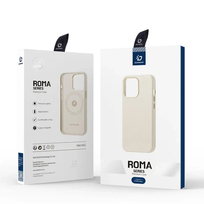 Dux Ducis Roma leather case for iPhone 13 Pro Max elegant genuine leather case white - Cell phone cases