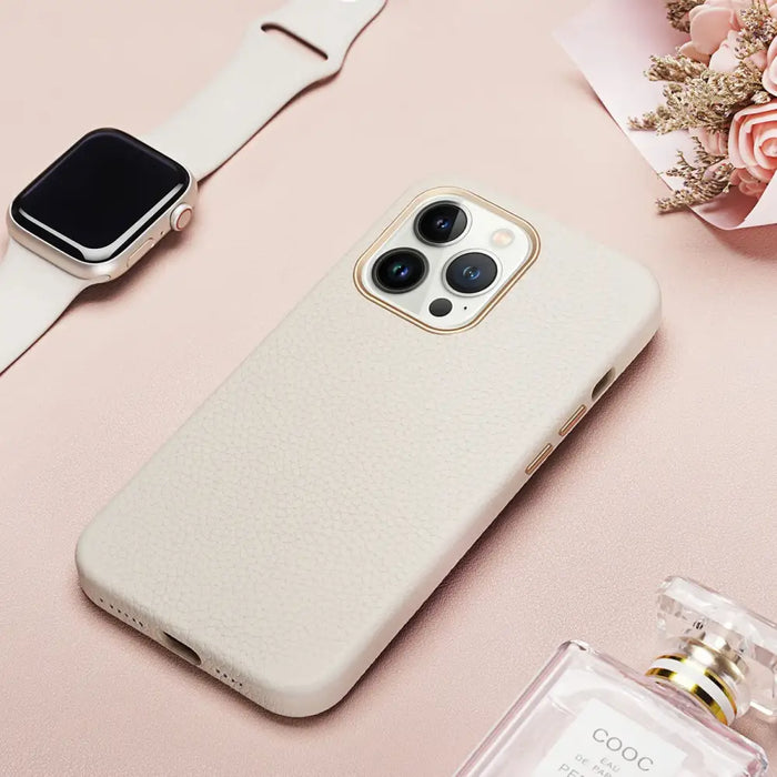 Dux Ducis Roma leather case for iPhone 13 Pro Max elegant genuine leather case white - Cell phone cases