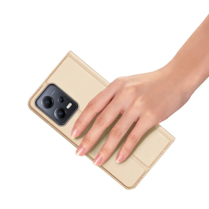 Dux Ducis Skin Pro Case For Xiaomi Redmi Note 12 Pro / Poco X5 Pro 5G Cover Flip Card Wallet Stand Gold - Cell phone