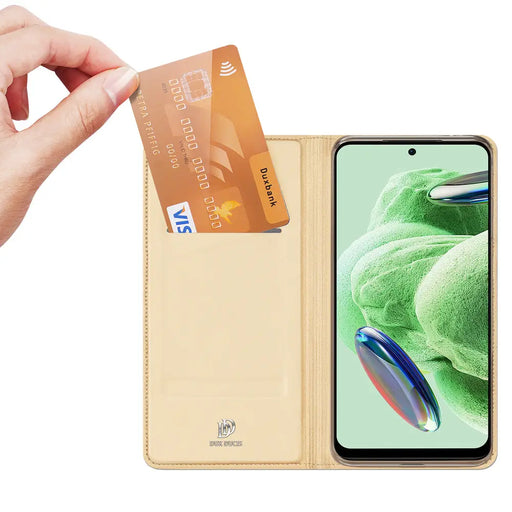 Dux Ducis Skin Pro Case for Xiaomi Redmi Note 12 Pro+ Flip Card Wallet Stand Gold - Cell phone cases