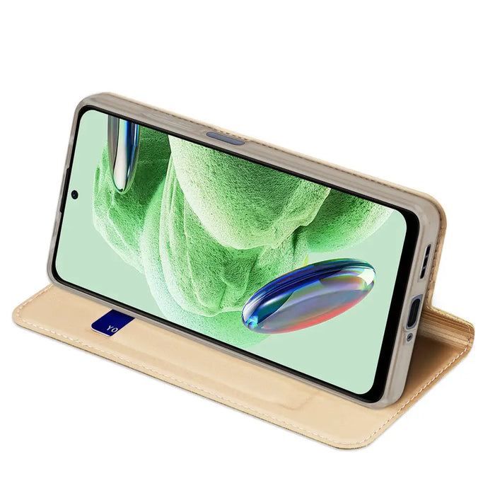 Dux Ducis Skin Pro Case for Xiaomi Redmi Note 12 Pro+ Flip Card Wallet Stand Gold - Cell phone cases