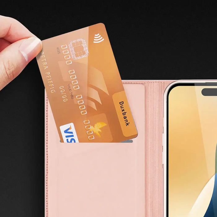 Dux Ducis Skin Pro iPhone 16 Case with Flap and Card Slot - Pink - Cell phone cases and covers<<<HurtelXML