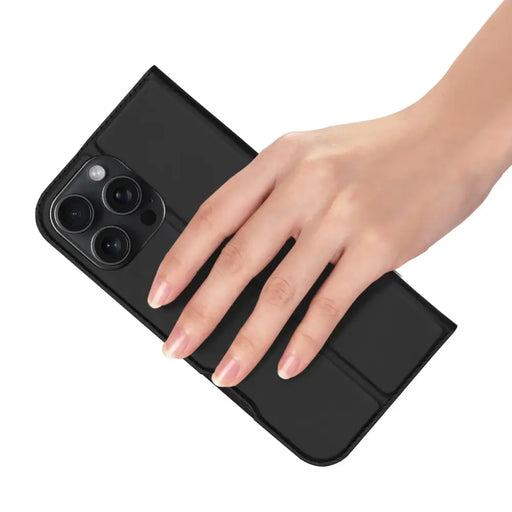 Dux Ducis Skin Pro iPhone 16 Pro Max Case with Flip and Card Slot - Black - Cell phone cases and covers<<<HurtelXML