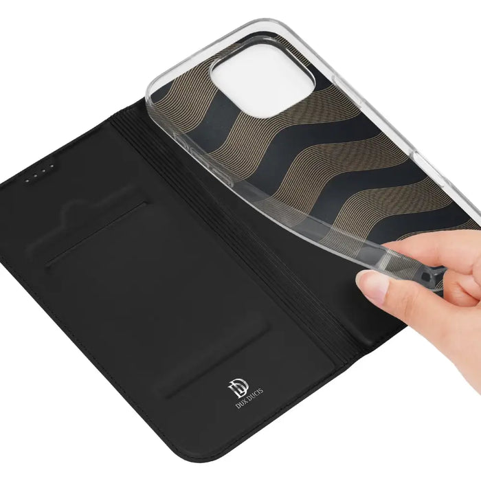 Dux Ducis Skin Pro iPhone 16 Pro Max Case with Flip and Card Slot - Black - Cell phone cases and covers<<<HurtelXML