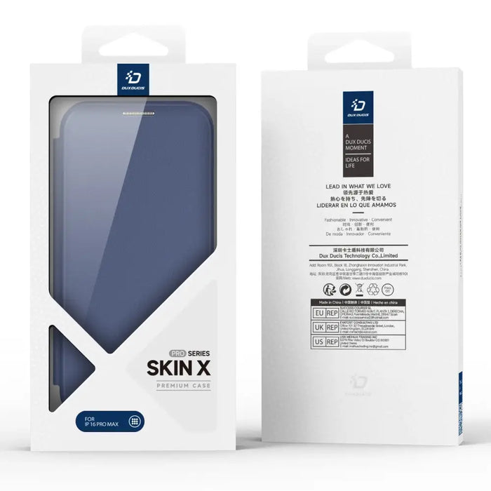 Dux Ducis Skin X Pro Case for iPhone 16 Pro Max with MagSafe and Flip - Blue - Cell phone cases and covers<<<HurtelXML