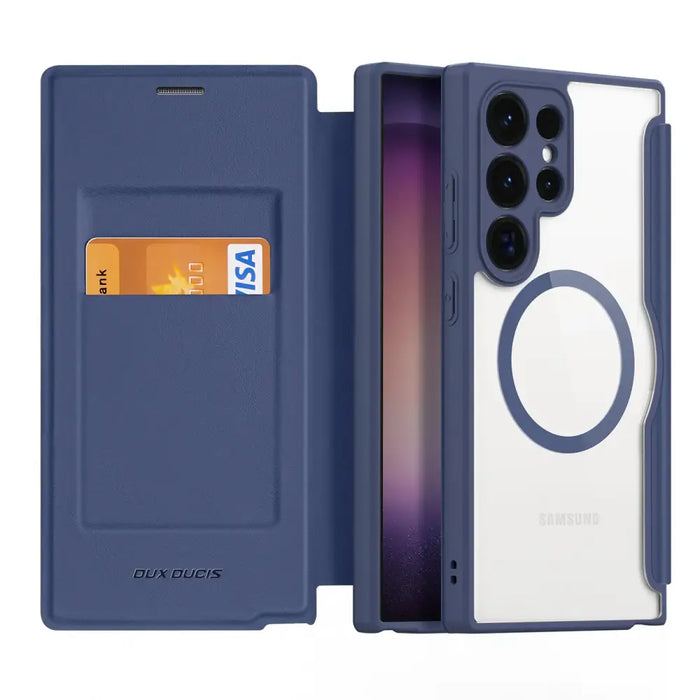 Dux Ducis Skin X Pro case for Samsung S24 Ultra with magnetic ring and flap - blue - Cell phone cases