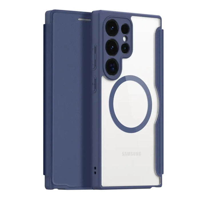 Dux Ducis Skin X Pro case for Samsung S24 Ultra with magnetic ring and flap - blue - Cell phone cases