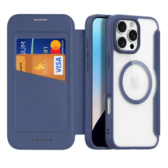 Dux Ducis Skin X Pro iPhone 16 Pro Case with MagSafe and Flip Cover - Blue - Cell phone cases and covers<<<HurtelXML