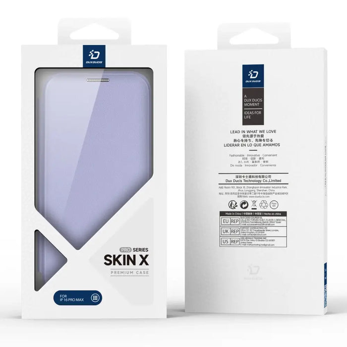 Dux Ducis Skin X Pro iPhone 16 Pro Max Case with MagSafe and Flip Cover - Purple - Cell phone cases