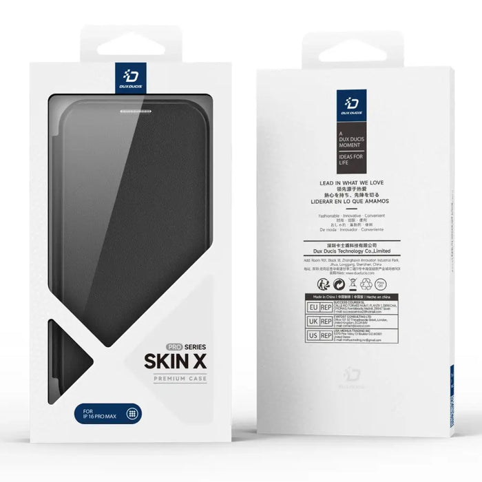Dux Ducis Skin X Pro iPhone 16 Pro Max Case with MagSafe Flip and Stand - Black - Cell phone cases