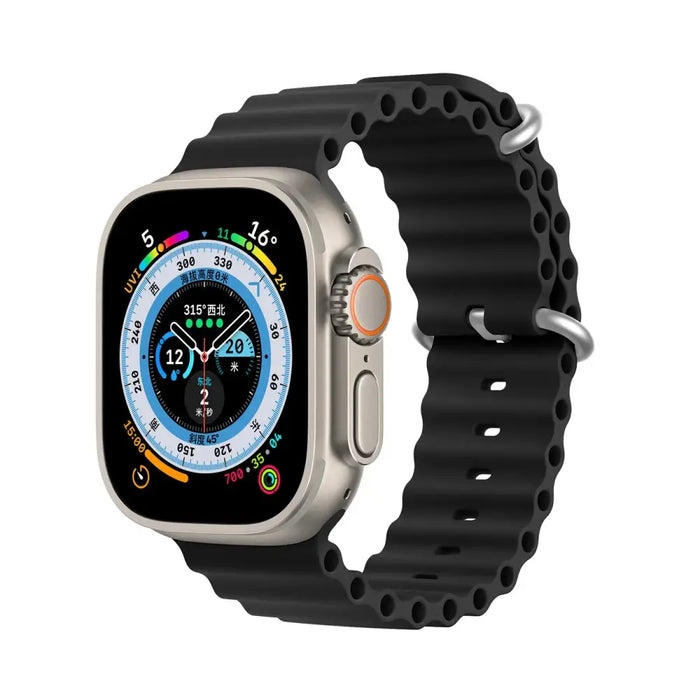 Dux Ducis Strap Watch 9 / 8 / 7 / 6 / 5 / 4 / 3 / 2 / SE (45 / 44 / 42mm) Silicone Band Bracelet Black (OceanWave