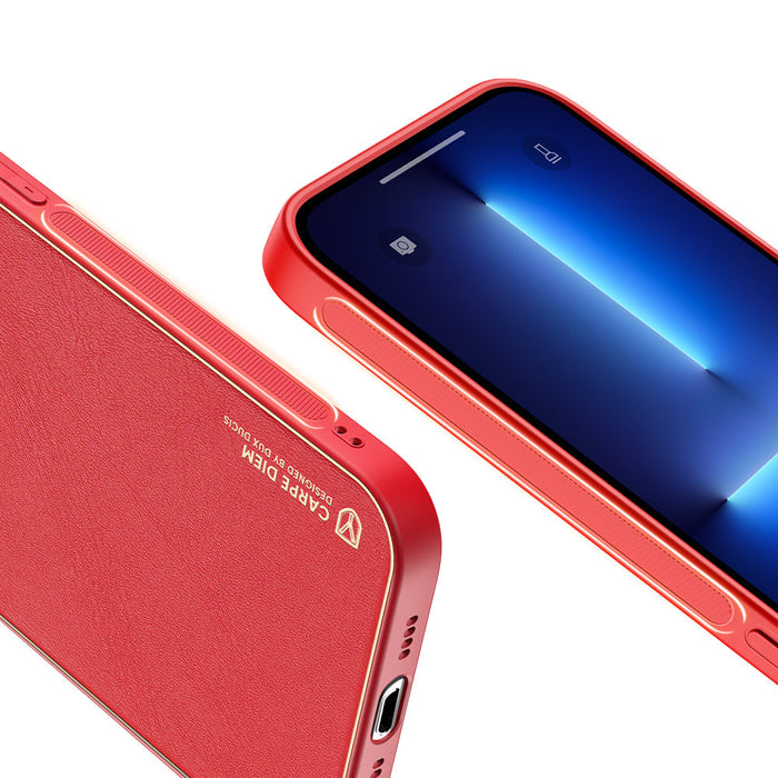 Dux Ducis Yolo elegant case made of soft TPU and PU leather for iPhone 13 Pro Max red - Cell phone cases