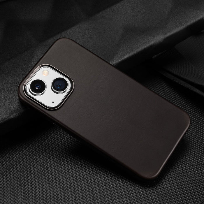 Dux Ducis Naples Case for iPhone 14 Plus Leather Cover (MagSafe Compatible) Dark Brown