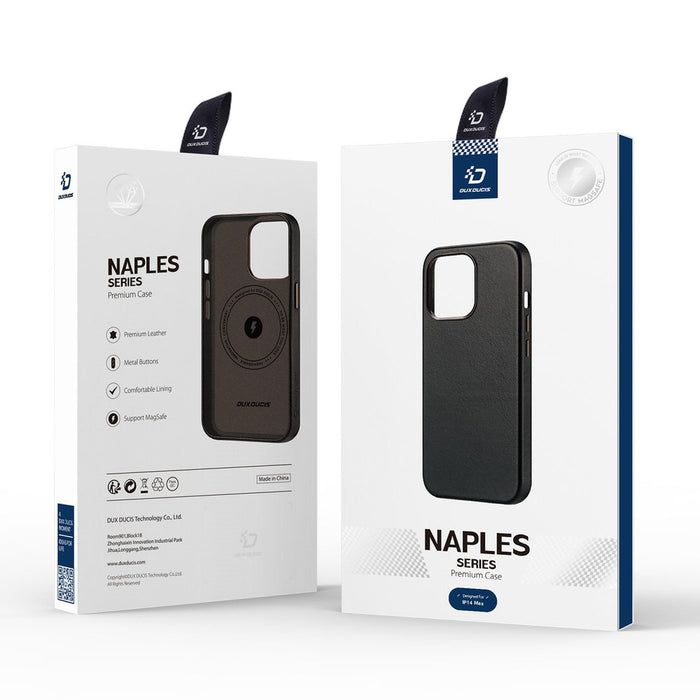 Dux Ducis Naples Case for iPhone 14 Plus Leather Cover (MagSafe Compatible) Dark Brown