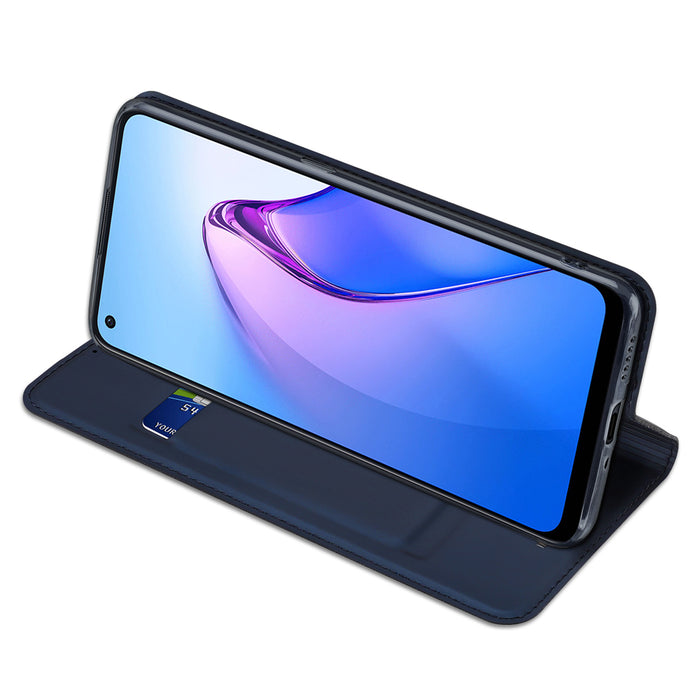 Dux Ducis Skin Pro case for Oppo Reno 8 flip cover card wallet stand blue