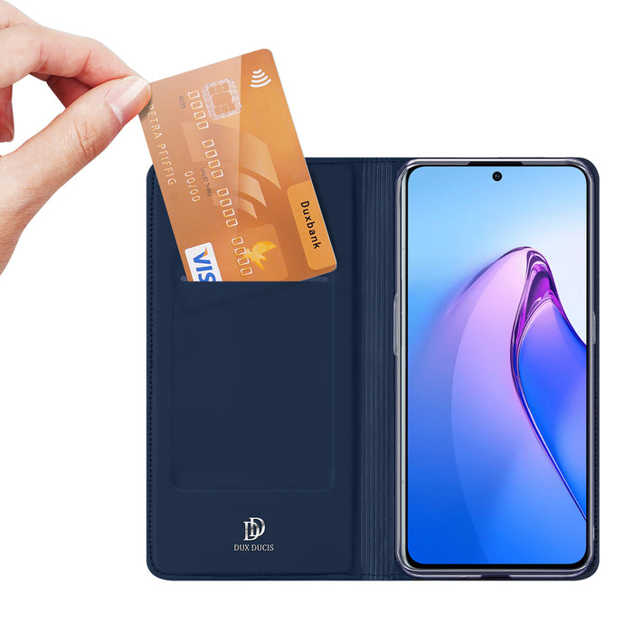 Dux Ducis Skin Pro case for Oppo Reno 8 Pro flip cover card wallet stand blue