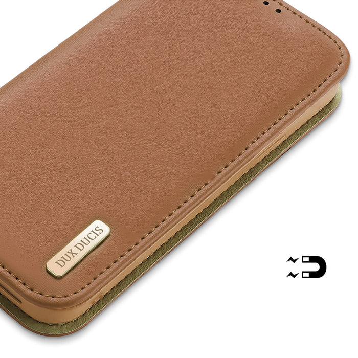 Dux Ducis Hivo Leather Flip Cover Genuine Leather Wallet for Cards and Documents iPhone 14 Pro Max Brown