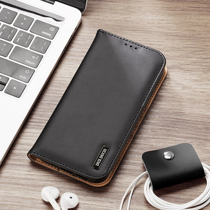Dux Ducis Hivo Leather Flip Cover Genuine Leather Wallet for Cards and Documents iPhone 14 Pro Max Brown