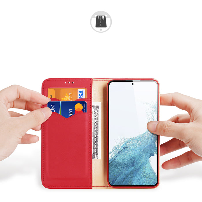 Dux Ducis Hivo case Samsung Galaxy S23+ flip cover wallet stand RFID blocking red