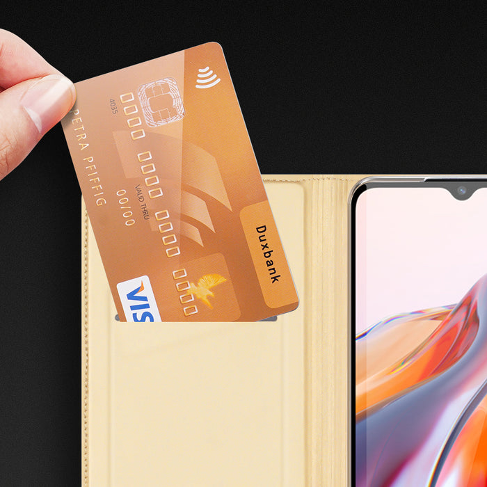 Dux Ducis Skin Pro Case For Xiaomi Redmi 11A / Poco C55 / Redmi 12C Cover Flip Card Wallet Stand Gold