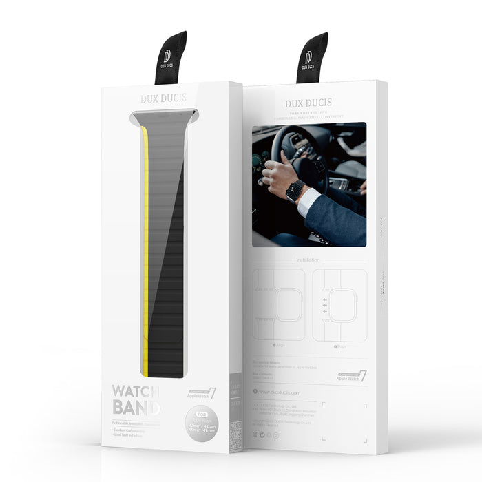 Magnetic Apple Watch SE, 9, 8, 7, 6, 5, 4, 3, 2, 1 (41, 40, 38 mm) Dux Ducis Strap (LD Version) - black and yellow