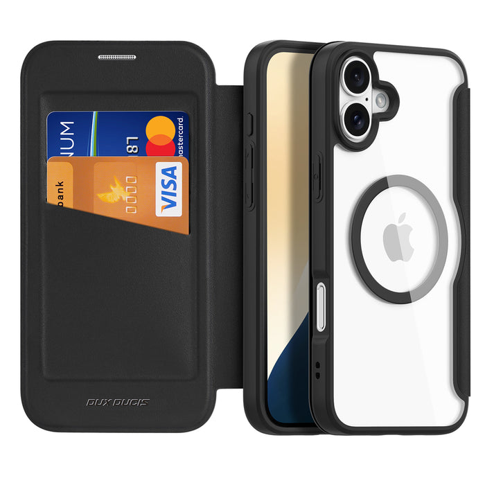 Dux Ducis Skin X Pro iPhone 16 Case with MagSafe and Flip Cover - Black