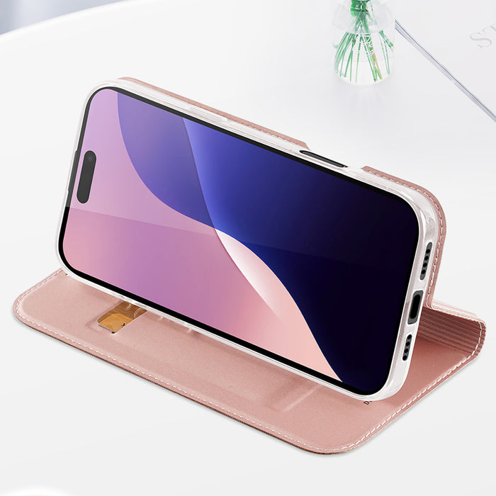 Dux Ducis Skin Pro iPhone 16 Pro Max Case with Flip and Card Slot - Pink