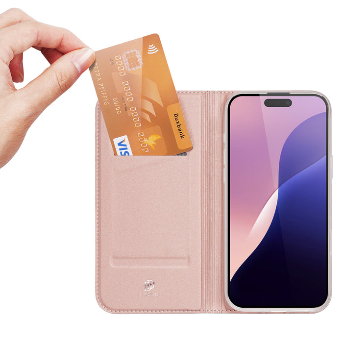 Dux Ducis Skin Pro iPhone 16 Pro Max Case with Flip and Card Slot - Pink