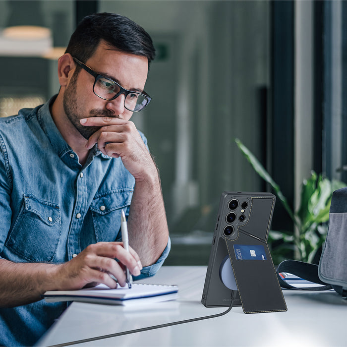 Dux Ducis Rafi II Case for Samsung Galaxy S25 Ultra with Stand and Wallet - Black