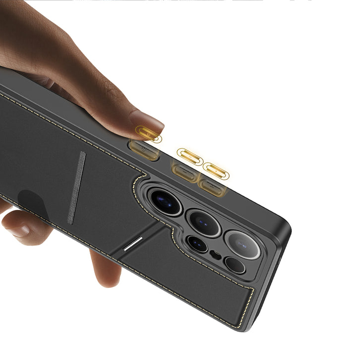 Dux Ducis Rafi II Case for Samsung Galaxy S25 Ultra with Stand and Wallet - Black